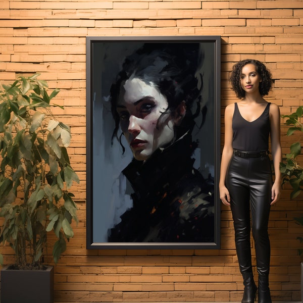 Dark Fantasy Character Portrait - Macabre Undertones, Eerie Supernatural Art, Rich Color Palette - Mysterious Fantasy Digital Print