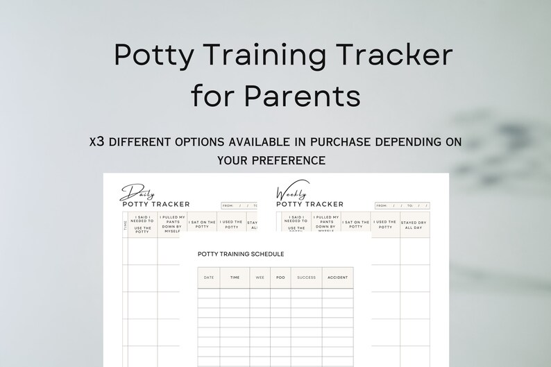 Potty Training Tracker Printable, Toilet Training Tracker, Potty