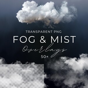 Könnte beinhalten: Eine Sammlung von über 50 transparenten PNG-Overlays mit Nebel- und Dunsteffekten. Die Overlays eignen sich perfekt, um Ihren Fotos und Designs eine realistische und atmosphärische Note zu verleihen.