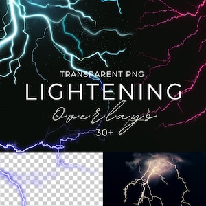 Lightning Overlays Clipart – High-Resolution Transparent PNGs for Photography Digital Art | Storm & Thunder Effects | Instant Download