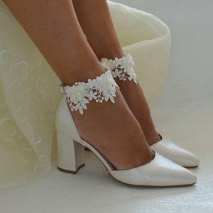 Wedding Shoes - Wedding Shoes For Bride - Bridal Shoes Block Heel - Wedding Heels -Lace Wedding Heels For Bride 'Charlotte'