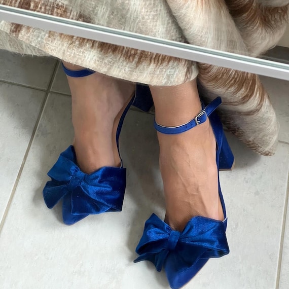 Escarpins Stradivarius Bleu Roi Velours - Talons, Pointure 38, Occasion Mais Stylés