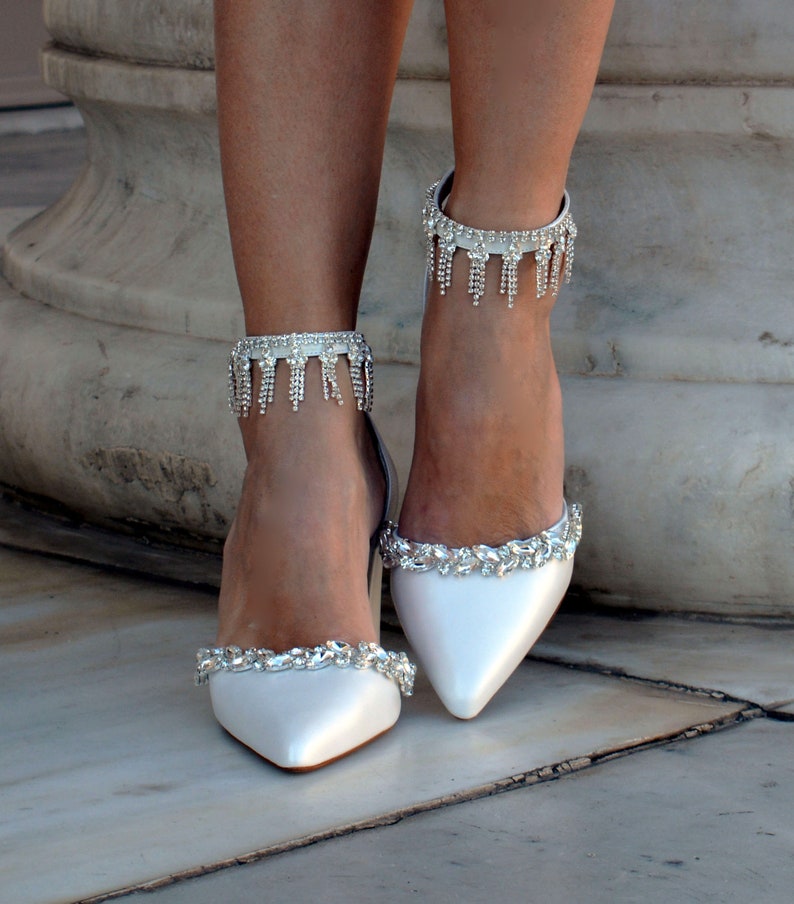 Leather D'orsay Bridal Shoes/ Bridal Leather White Shoes/ Wedding ...