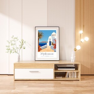 Impresión minimalista “Mykonos 3” | Decoración de pared | Decoración de pared de viaje | Cartel de viaje | Póster Destino...