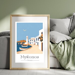Impresión minimalista “Mykonos #7” | Decoración de pared | Decoración de pared de viaje | Cartel de viaje | Póster Destino...