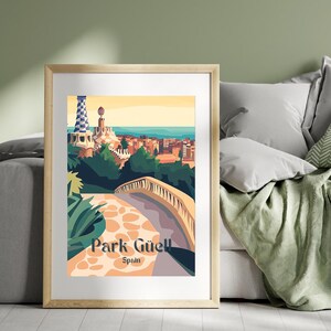 Impresión del Parque Güell, España #22 | Cartel minimalista | Decoración de paredes | Póster | Póster para habitaciones