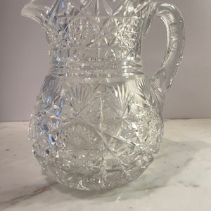 Antique vintage 1900’s American Brilliant cut glass pitcher