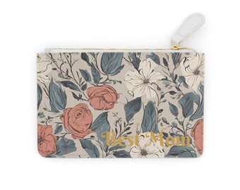 BEST MOM Vibrant Flowers Floral Mini Clutch Bag, bag for mom, cosmetic bag, clutch bag for mom, small bag, floral clutch purse for mom