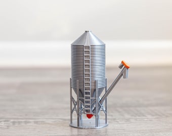 Tolva de grano para alimentación con sinfín de descarga, impresión 3D, escala 1/64