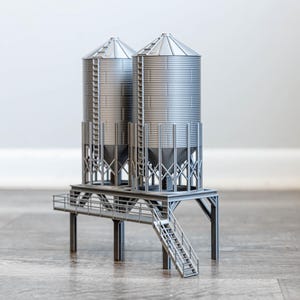 1/64 Double Overhead Grain Bins and Structure 3d Printed