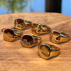 Gold Signet Ring, Minimalistic, Affirmation, More Self Love, Massive Ring, Motivation, Darling, meditate, girl power, summer vibe
