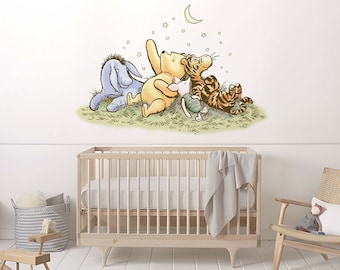 Winnie the Pooh Wall Art Disney Wall Decor Classic Pooh with friends Wall Decal for nursery Pastel color removable wall art Peel and Stick