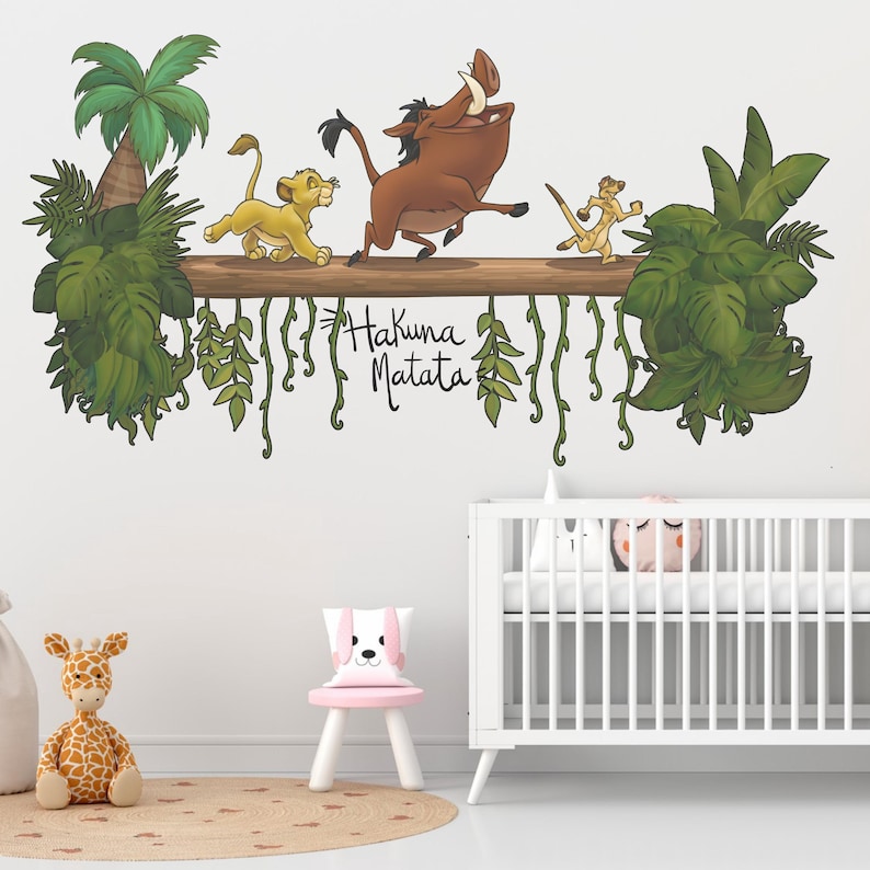 The Lion King Wall Decal Kids Wall Sticker Cartoon Hakuna Matata Jungle ...