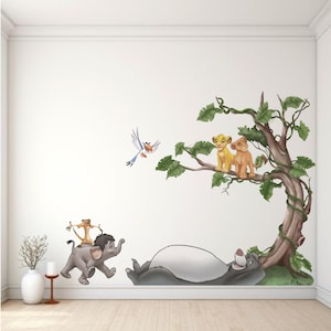 Decalcomania da muro a tema re leone giungla per regalo per bambini cartone animato Disney Hakuna Matata personaggio Simba Nala Timon Zazu Rafiki Baloo