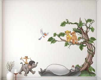 Lion King Jungle Theme Wall Decal for Kids Gift Disney cartoon Hakuna Matata character Simba Nala Timon Zazu Rafiki Baloo