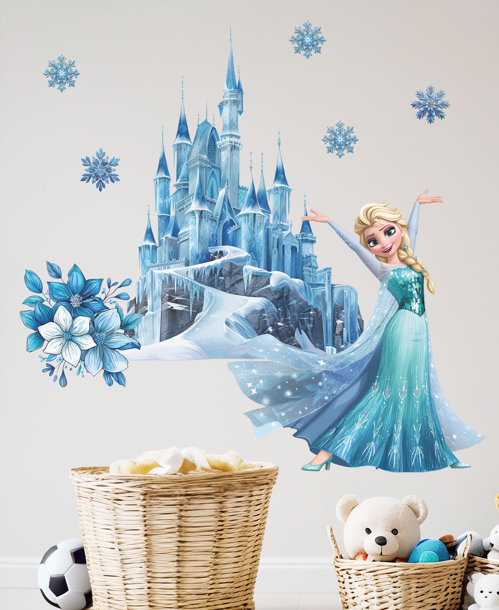 Elsa Sticker Princess Frozen Castle Wall Decal Disney-inspired Nursery ...