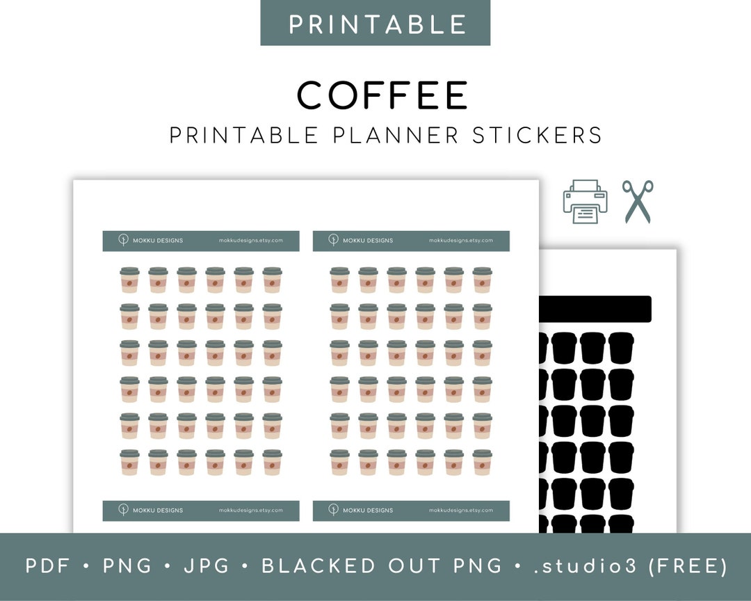 COFFEE: Printable Planner Stickers Coffee Cup Latte Drink Everyday Icon ...