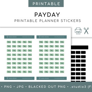 PAYDAY: Printable Planner Stickers Money Icon Finance & Budgeting Everyday Icon Minimalist Plan | Digital Instant Download - Personal Use