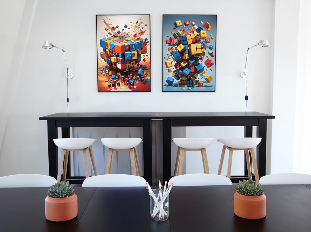 Rubik's Cube Explosion Poster Set of 3 Printable Images Etsy