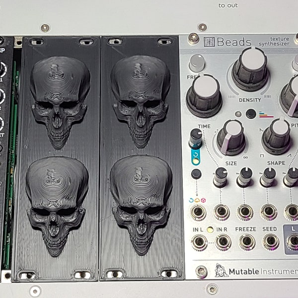 8HP Eurorack Synthesizer 2 Medium Size Skull Panel 3D Printed Eurorack Blank Panel Panneau Vierge Eurorack (Black Color)