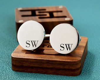 Custom Groomsmen Cufflinks Gift, Engraved Box Optional, Personalized Wedding Day Cuff links for Grooms men Best man Groom, Gift For Husband