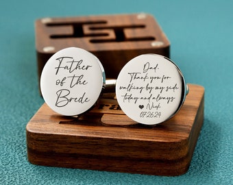 Father of the bride gif, personalized Wedding  cufflinks, Father of Groom Gift, Gifts from Bride, Custom Wedding Day Gifts, Gifts from Bride