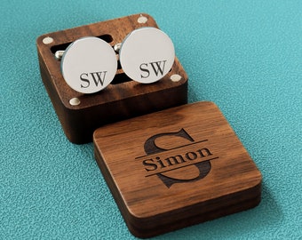 Benutzerdefinierte Groomsmen Manschettenknöpfe Geschenk, gravierte Box Optional, personalisierte Hochzeitstag Manschettenknöpfe für Bräutigam Männer Trauzeuge, Geschenk für Ehemann