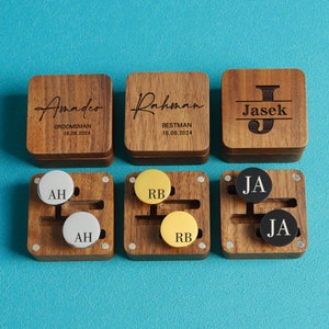 Aangepaste manchetknopen bruidsjonkers, geschenken mannen mannen, bruiloft manchetknopen set, gepersonaliseerd geschenk bode, voorstel bruidsjonker, cadeauset getuige