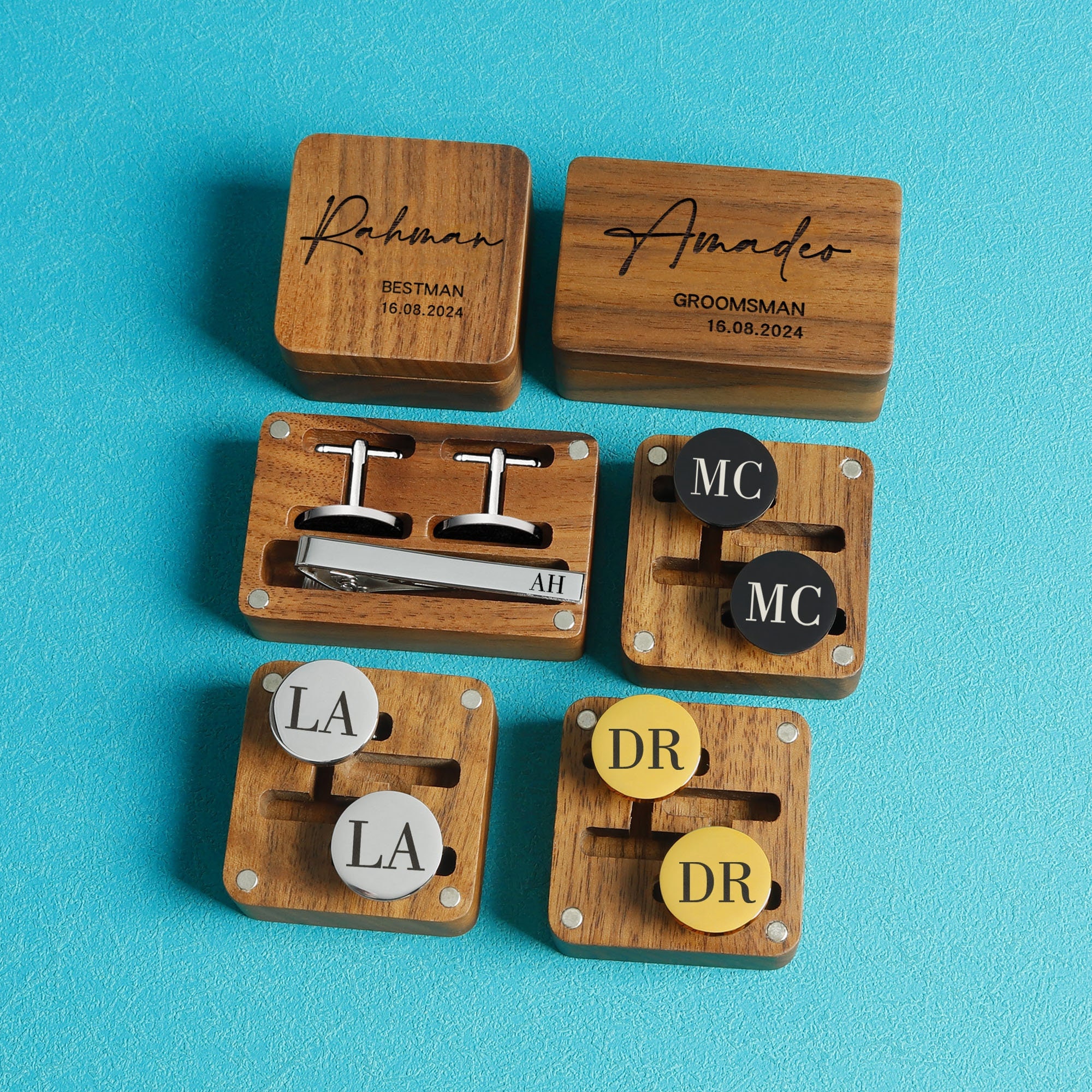 Personalized Groomsmen Gifts Cufflinks, Engraved Cufflinks, Groomsmen Proposal, Grooms man Cuff Links & Tie Clip Set, Best man Gifts