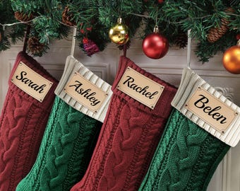 Personalized Knit Christmas Stocking: Family Name Patch, Holiday Decor
