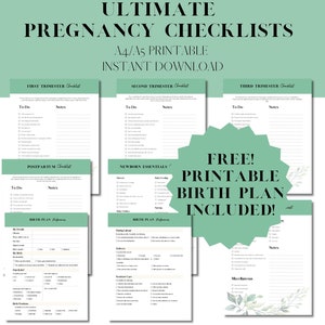 Pregnancy Checklists Bundle Printable, Pregnancy Planner, Pregnancy Checklist, Pregnancy To-Do Lists, Pregnancy Planning, New Mum Planner