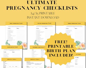 Pregnancy Checklists Bundle Printable, Pregnancy Planner, Pregnancy Checklist, Pregnancy To-Do Lists, Pregnancy Planning, New Mum Planner