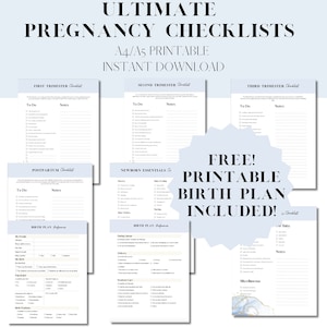 Pregnancy Checklists Bundle Printable, Pregnancy Planner, Pregnancy Checklist, Pregnancy To-Do Lists, Pregnancy Planning, New Mum Planner
