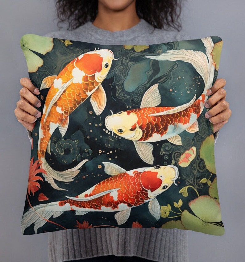 Koi Fish Pillows, Fish Throw Pillows, Gold Fish Throw Pillows
