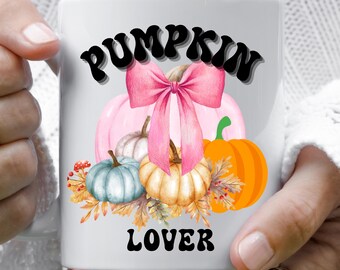 Pink Pumpkin Mug: Fall Thanksgiving Halloween Ceramic Mug