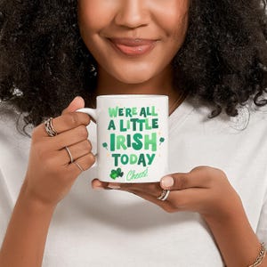 Happy St Patrick&#39;s Day Irish Ceramic Mug, Clover Green Coffee Cup Mug, Irish Gift for Coffee Lovers, 11oz, 15oz, Shamrock Gift