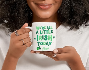 St Patrick's Day Irish Coffee Mug: Clover Shamrock Gift
