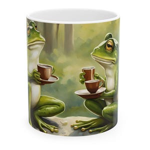 Froggie Coffee Date Mug, Cute Frog Mug, Frog Lover Gift, Cute Whimsical Frog Mug for Coffee Lovers, Frog Lover Kitchen Decor,