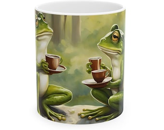 Taza con diseño de rana para una cita de café, decoración de cocina original
