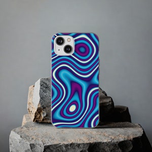 Groovy Wavy Phone Case: Retro iPhone & Samsung Flexi Cover