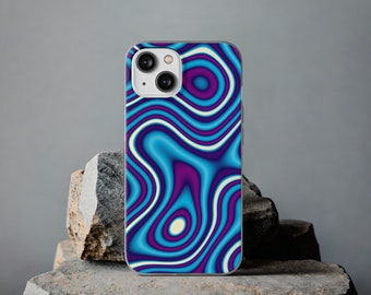 Groovy Wavy Phone Case: Retro iPhone & Samsung Flexi Cover