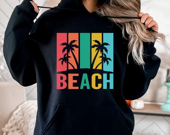 Retro Beach Hoodie: Übergroßes Palmen-Sweatshirt