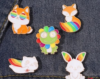 Rainbow LGBTQ+ Pride Animal Enamel Pin Pride Month Gift Gay Pride Pin for Backpack Enamel Brooch for Jacket LGBT Queer Right Badge Gift Pin