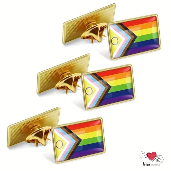 Progressive Flag Enamel Pin Pride Month Gift LGBTQ Gay Pride Pin for Jacket LGBTQIA Pin for Bag Queer Lapel Brooch Inclusive Pride Flag Gift