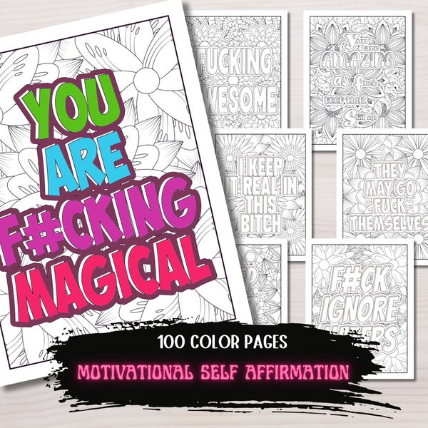 100 Cursing Swear Word Coloring Page Motivational Adult Coloring Printable PDF Self Affirmation Coloring Therapeutic Empowering Worksheet