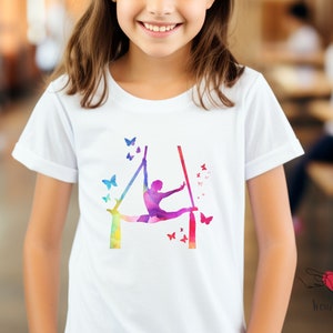 Rainbow Aerial Silk Youth T Shirt Fun Circus T-Shirt for Girl Gift for Aerialist Kid Aerial Silk Shirt for Girls Birthday Gift for Teens
