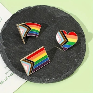 Progressive Flag Enamel Pin Pride Month LGBTQ Gay Pride Pin for Backpack LGBTQIA Enamel Pin for Hat Queer Lapel Brooches Pride Flag Jacket