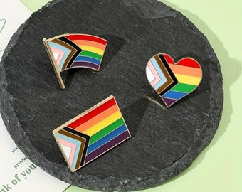 Progressive Flag Enamel Pin Pride Month LGBTQ Gay Pride Pin for Backpack LGBTQIA Enamel Pin for Hat Queer Lapel Brooches Pride Flag Jacket