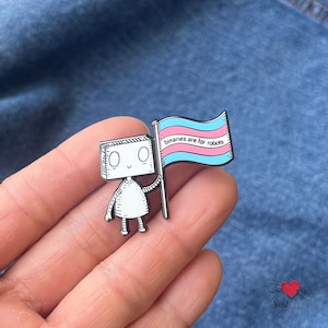 Robot Transgender Enamel Pin Trans Rainbow Trans Juice Trans Right Trans Binary Pride Ally LGBTQ Pride Pin Gift LGBTQIA Pin Queer Pride Pin