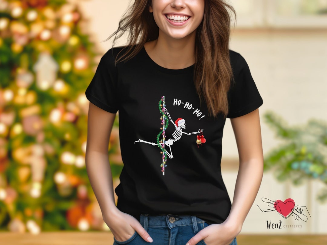 Ugly Christmas Pole Dance T-shirt Pole Dancer Gift Skeleton Dancer on ...